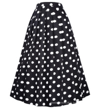 Belle Poque Vintage Retro Elastic Waist Coton A-Line Swing imprimé floral Long Skirt BP000324-2
